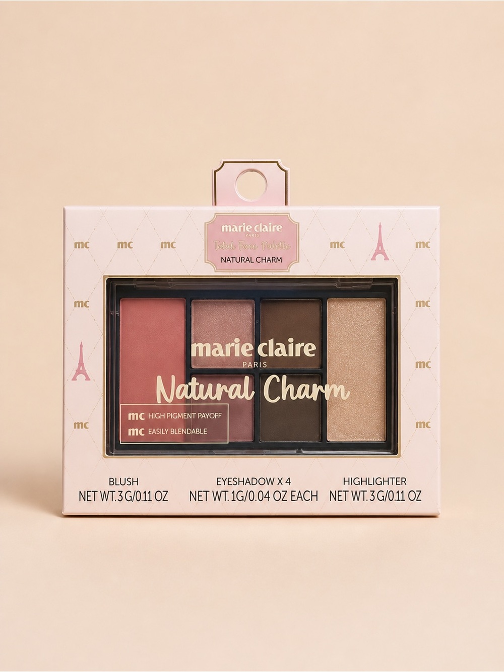 Marie Claire Natural Charm Eyeshadow & Blush Palette - Pink/Gold